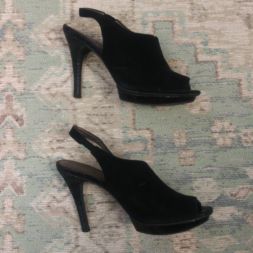 Moda Black Peep-Toe Platform Sling-Backs - image 3